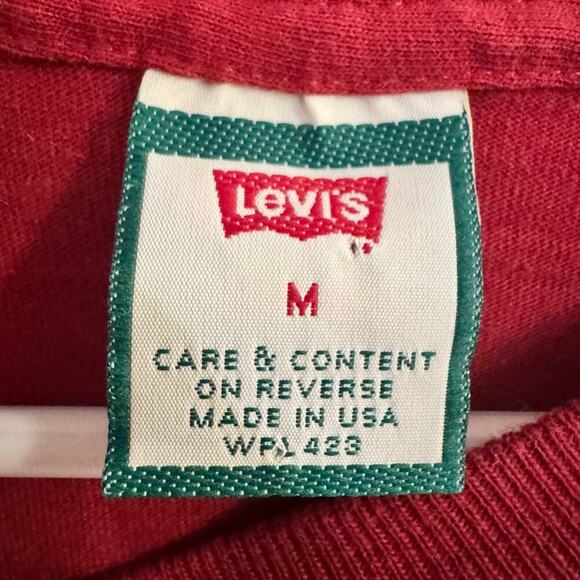 Vintage Single Stitch USA Made Levi’s Strauss Tonal Long Sleeve T Shirt 90s Red - Picture 2 of 6